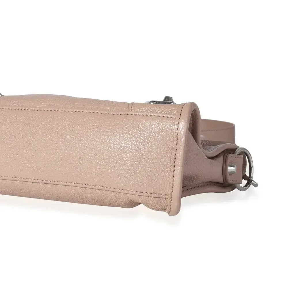 Balenciaga Rose De Sables Chèvre Leather Metallic Edge City 2Way Bag